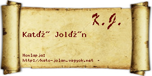 Kató Jolán névjegykártya