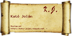 Kató Jolán névjegykártya